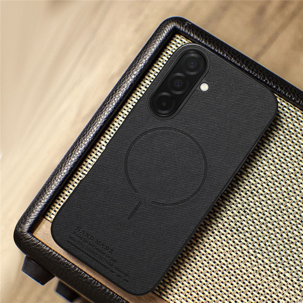 For Samsung Galaxy A27 5G Magnetic Case Cloth Texture PC + TPU + PU Leather Anti-Scratch Phone Cover