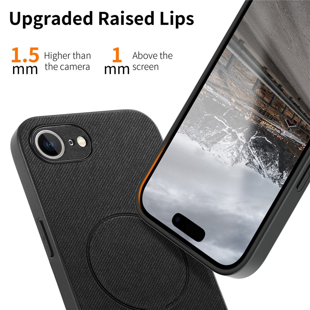 For iPhone 17e  /  16e Magnetic Case Cloth Texture PC + TPU + PU Leather Anti-Scratch Phone Cover