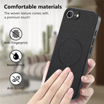 For iPhone 17e  /  16e Magnetic Case Cloth Texture PC + TPU + PU Leather Anti-Scratch Phone Cover