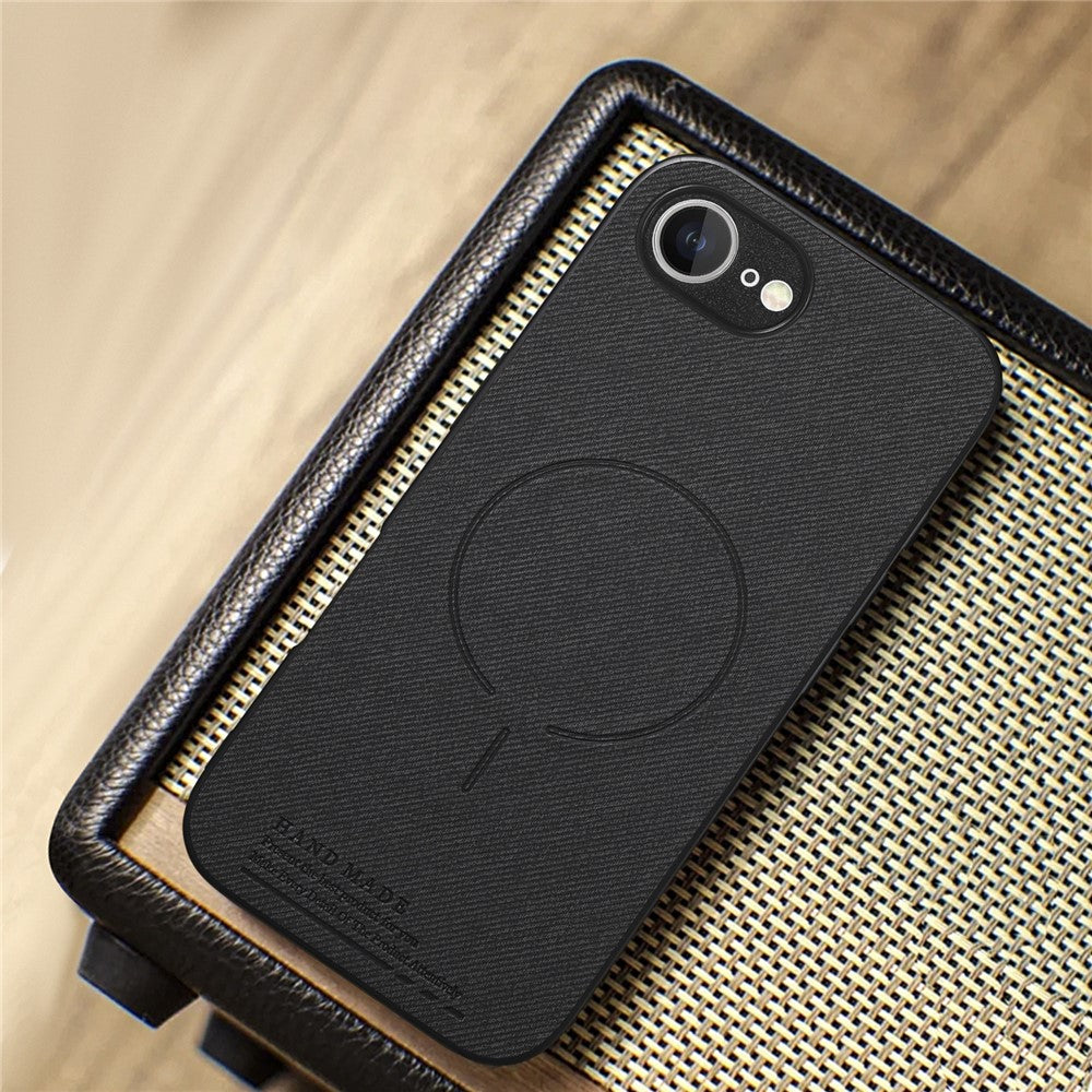 For iPhone 17e  /  16e Magnetic Case Cloth Texture PC + TPU + PU Leather Anti-Scratch Phone Cover
