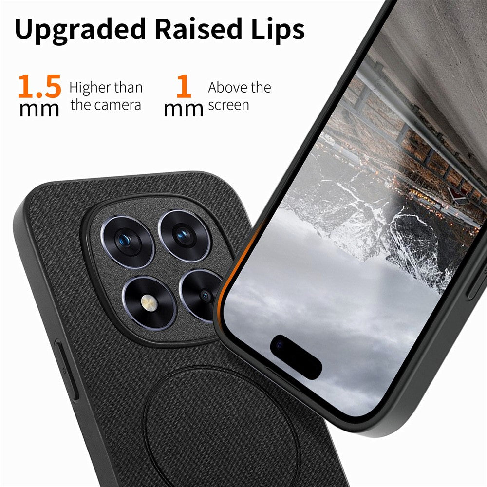 For Xiaomi Redmi Note 15 Pro 4G (Global) Magnetic Case Cloth Texture PC + TPU + PU Leather Anti-Scratch Phone Cover