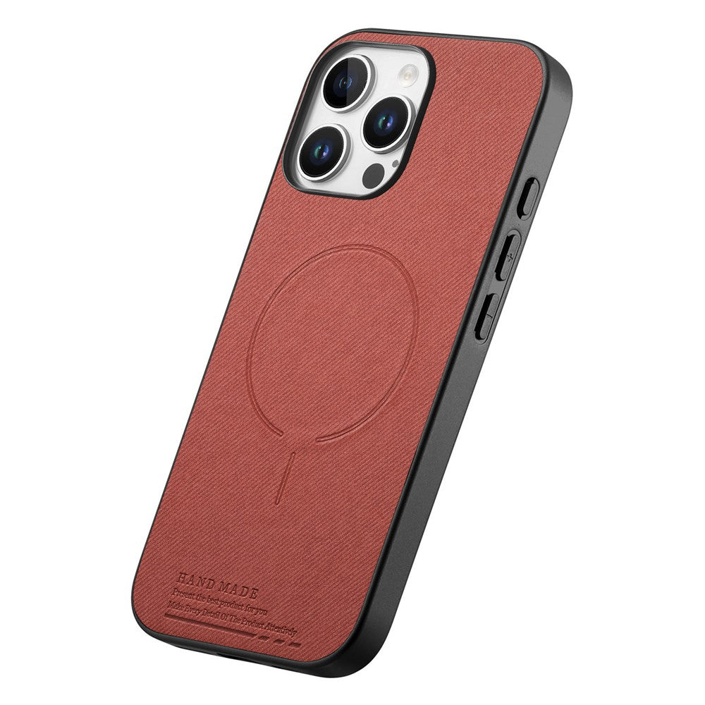 For iPhone 16 Pro Max Magnetic Case Cloth Texture PC + TPU + PU Leather Anti-Scratch Phone Cover