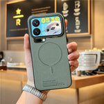 For Xiaomi 17 Pro Magnetic Case Cloth Texture PC + TPU + PU Leather Anti-Scratch Phone Cover