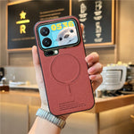 For Xiaomi 17 Pro Max Magnetic Case Cloth Texture PC + TPU + PU Leather Anti-Scratch Phone Cover