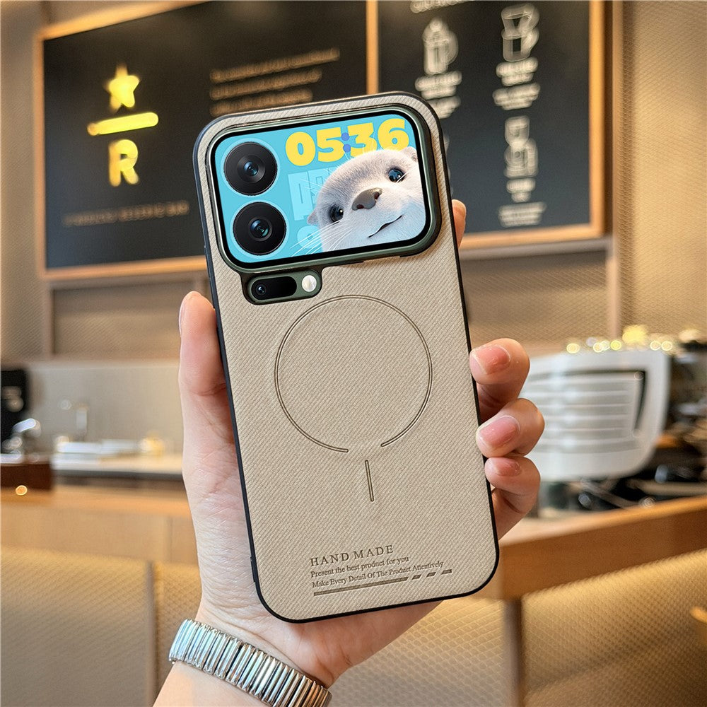 For Xiaomi 17 Pro Max Magnetic Case Cloth Texture PC + TPU + PU Leather Anti-Scratch Phone Cover
