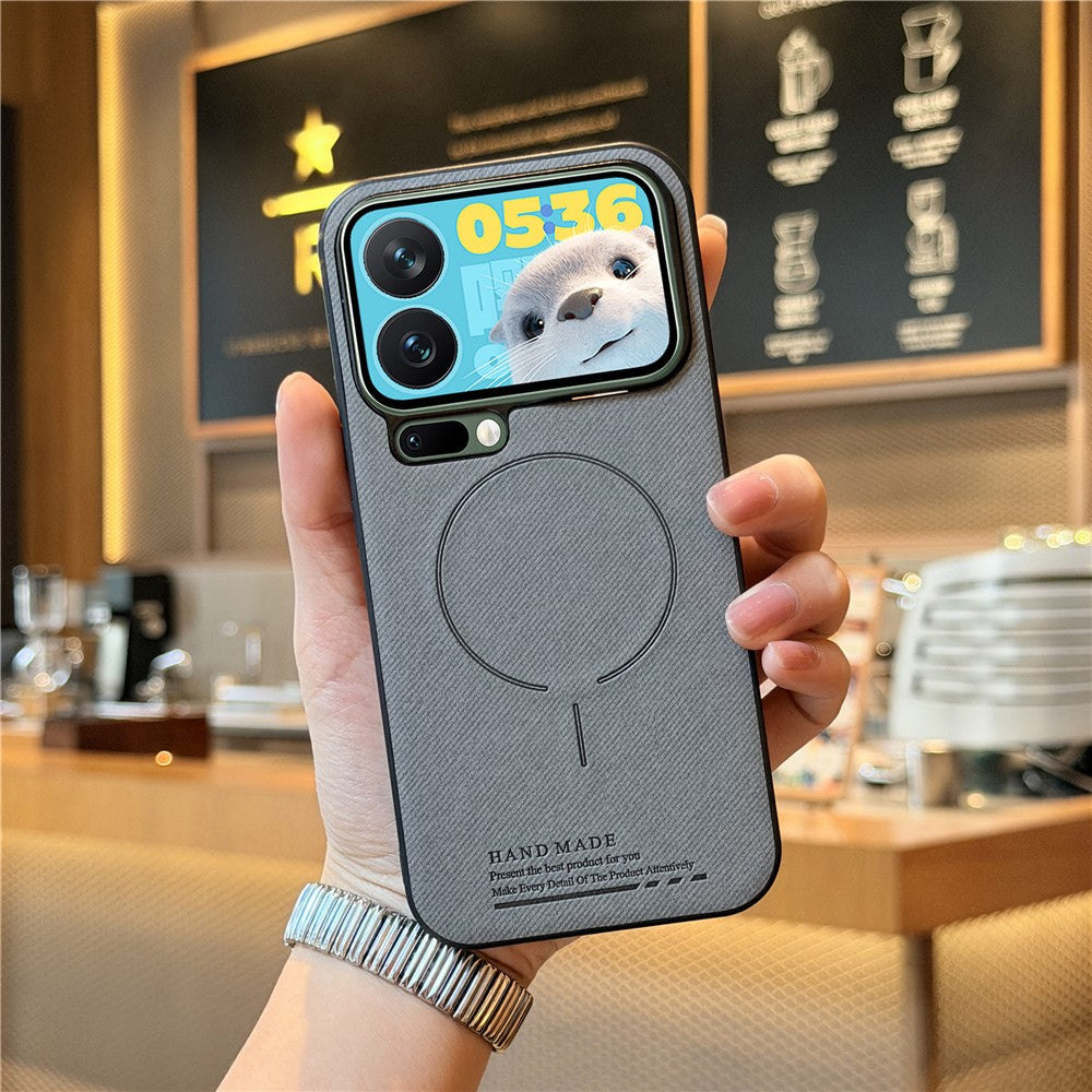 For Xiaomi 17 Pro Max Magnetic Case Cloth Texture PC + TPU + PU Leather Anti-Scratch Phone Cover