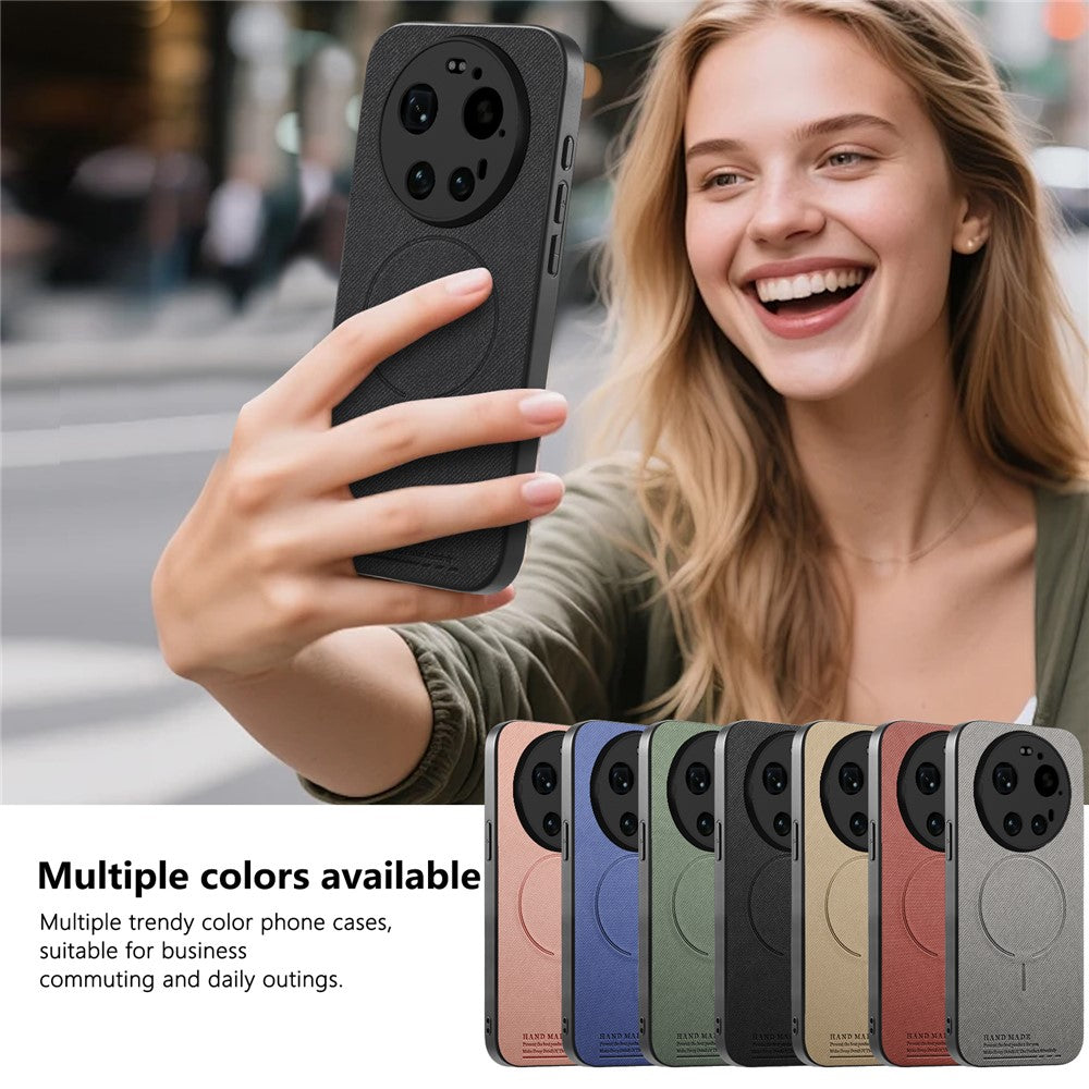 For Xiaomi 17 Ultra 5G Magnetic Case Cloth Texture PC + TPU + PU Leather Anti-Scratch Phone Cover