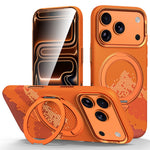 SULADA for iPhone 18 Pro / 17 Pro Magnetic Case 360° Rotating Ring Kickstand Golden Mountain Pattern PC Slim Phone Cover