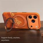 SULADA for iPhone 18 Pro / 17 Pro Magnetic Case 360° Rotating Ring Kickstand Golden Mountain Pattern PC Slim Phone Cover