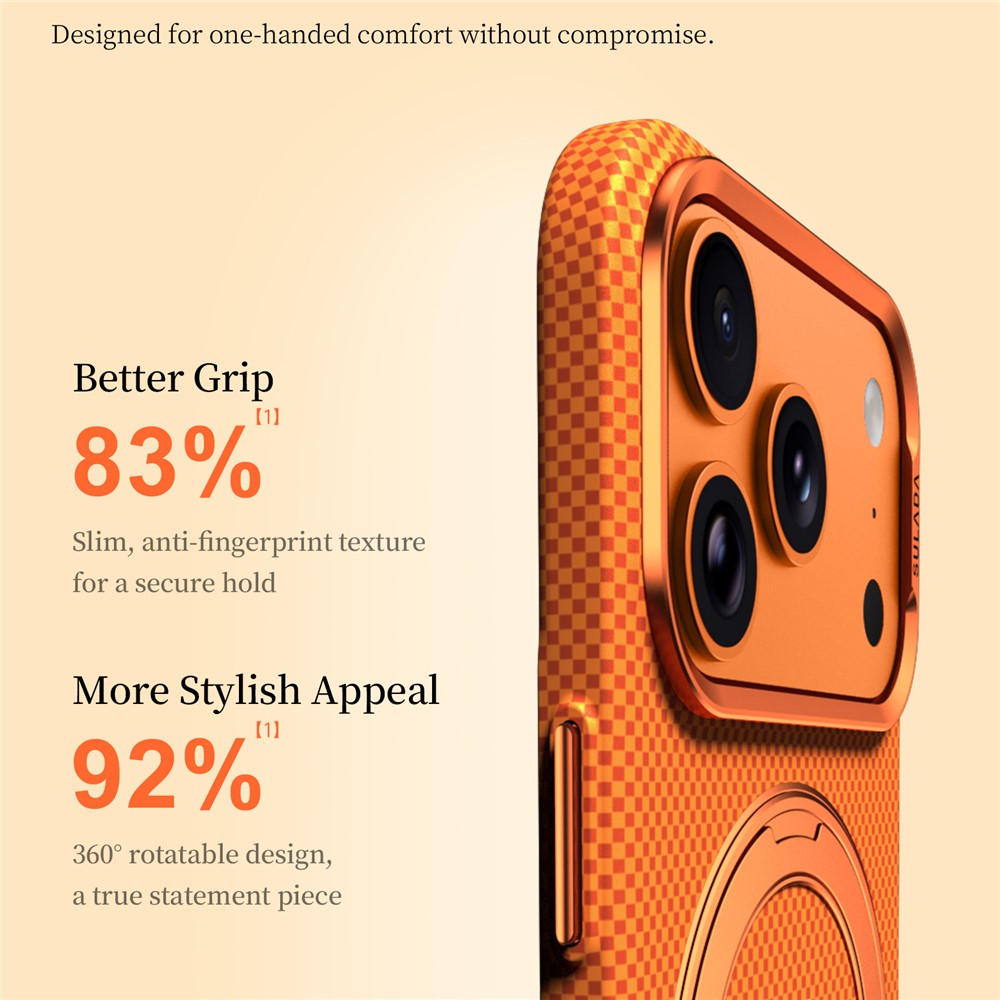 SULADA for iPhone 18 Pro / 17 Pro Magnetic Case 360° Rotating Ring Kickstand Golden Mountain Pattern PC Slim Phone Cover
