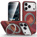 SULADA for iPhone 18 Pro / 17 Pro Magnetic Case 360° Rotating Ring Kickstand Golden Mountain Pattern PC Slim Phone Cover