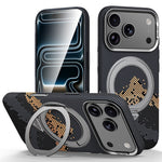 SULADA for iPhone 18 Pro / 17 Pro Magnetic Case 360° Rotating Ring Kickstand Golden Mountain Pattern PC Slim Phone Cover
