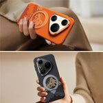SULADA for Huawei Pura 90 Pro Max Magnetic Case 360° Rotating Ring Kickstand Golden Mountain Pattern PC Slim Phone Cover