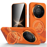 SULADA for Huawei Mate 80 / Mate 80 Pro Magnetic Case 360° Rotating Ring Kickstand Golden Mountain Pattern PC Slim Phone Cover