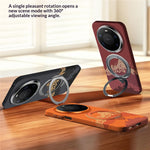 SULADA for Huawei Mate 80 / Mate 80 Pro Magnetic Case 360° Rotating Ring Kickstand Golden Mountain Pattern PC Slim Phone Cover