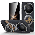 SULADA for Huawei Mate 80 / Mate 80 Pro Magnetic Case 360° Rotating Ring Kickstand Golden Mountain Pattern PC Slim Phone Cover