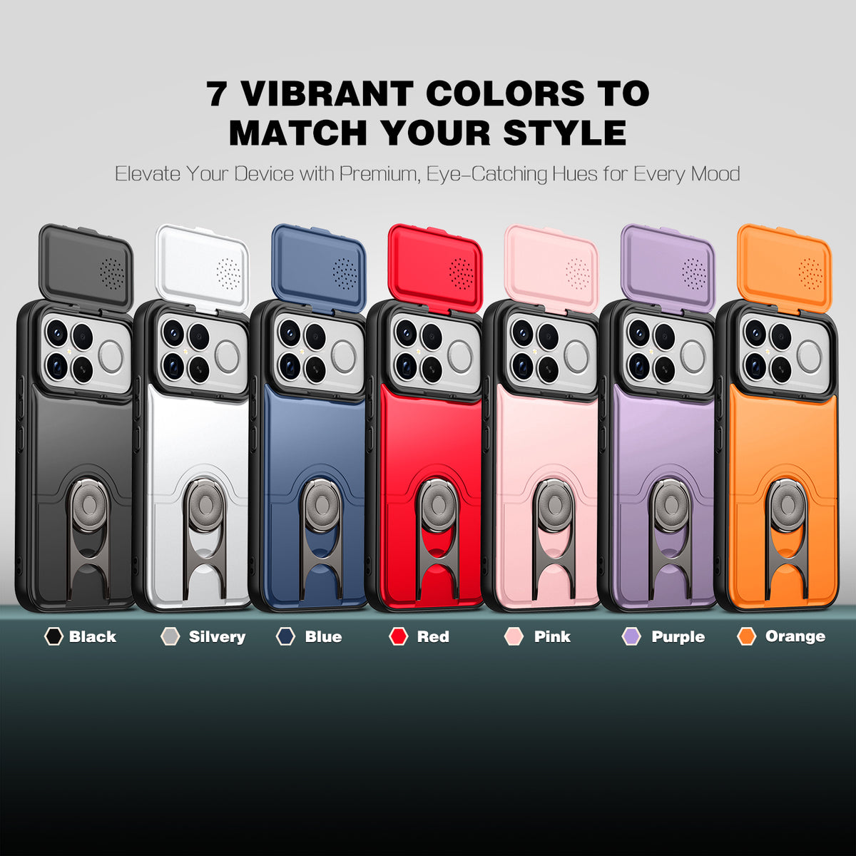 For Xiaomi Redmi K90 Pro Max 5G Case with Slide Camera Cover Kickstand PC + TPU Protective Phone Shell
