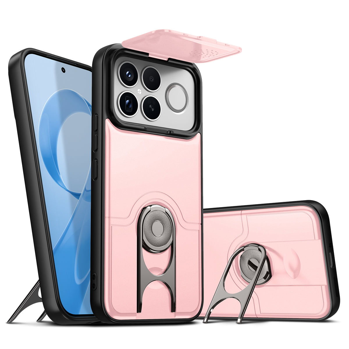 For Xiaomi Redmi K90 Pro Max 5G Case with Slide Camera Cover Kickstand PC + TPU Protective Phone Shell