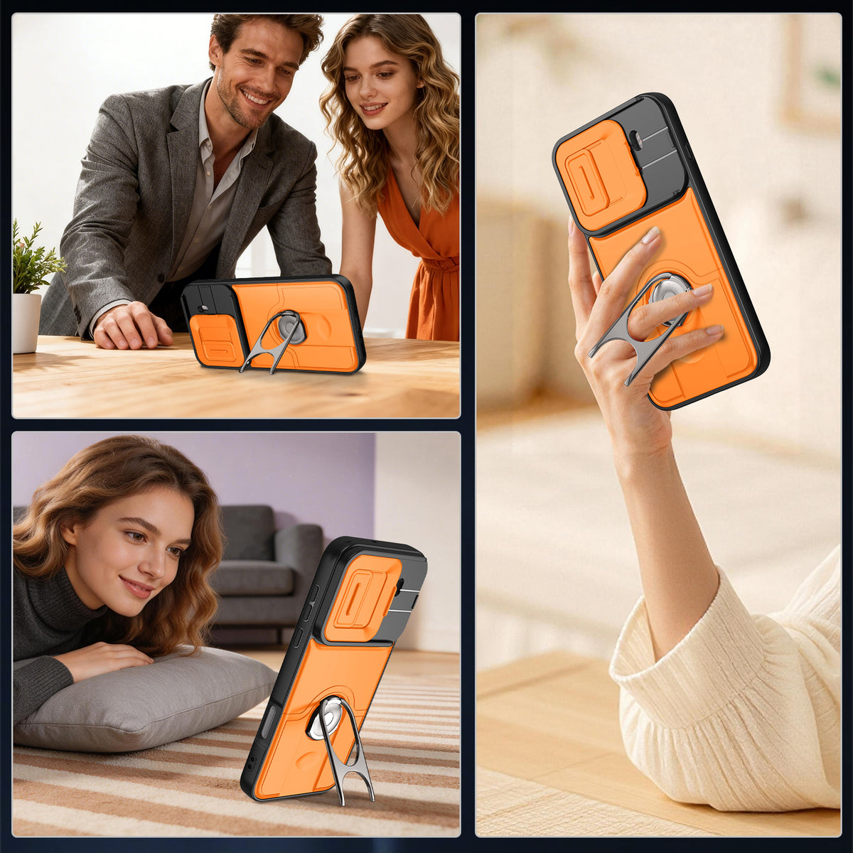 For Oppo Find X9 Pro 5G Case with Slide Camera Cover Kickstand PC + TPU Protective Phone Shell