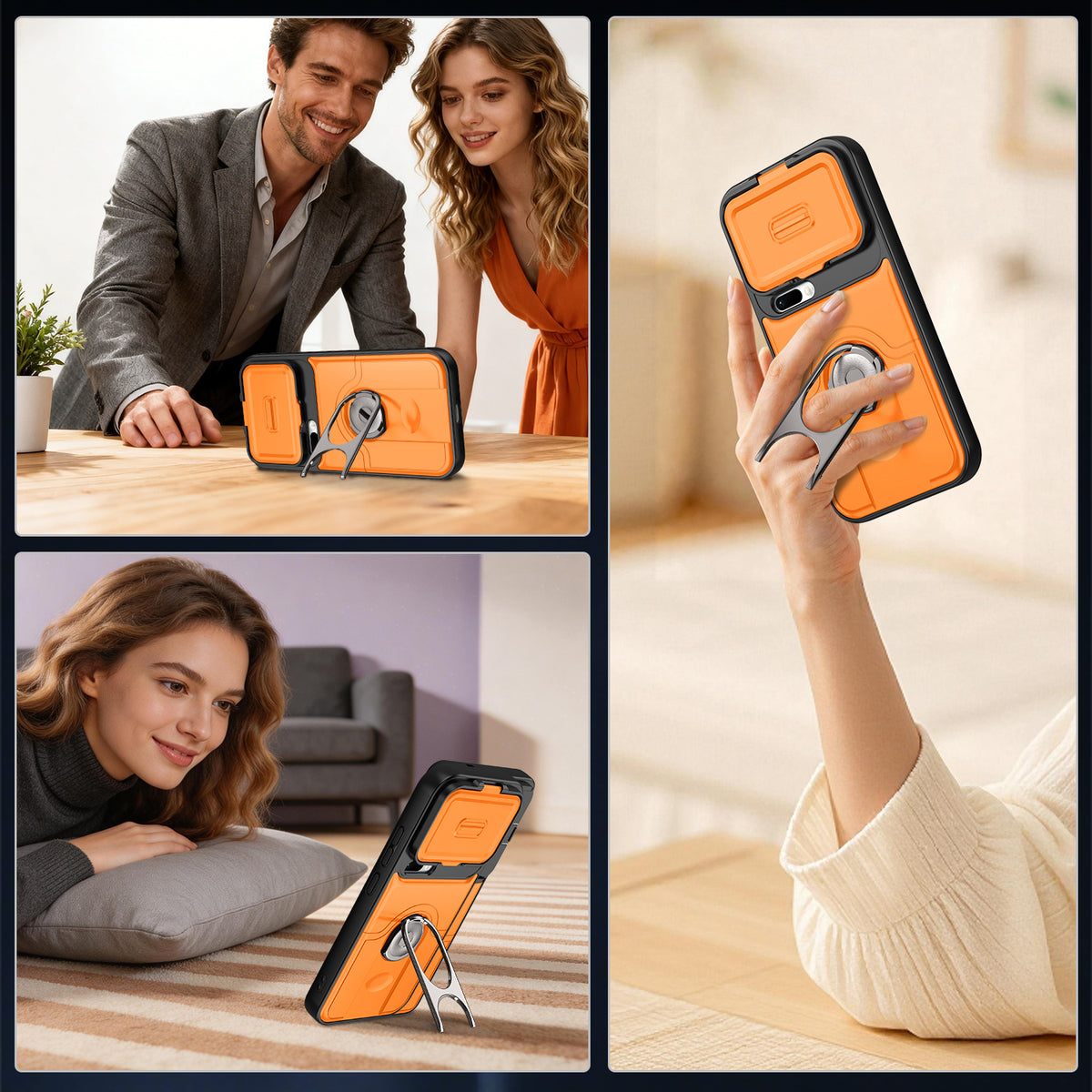 Xiaomi 17 Pro-skal med glidande kameraskydd, stativ, PC + TPU-skyddande mobilskal