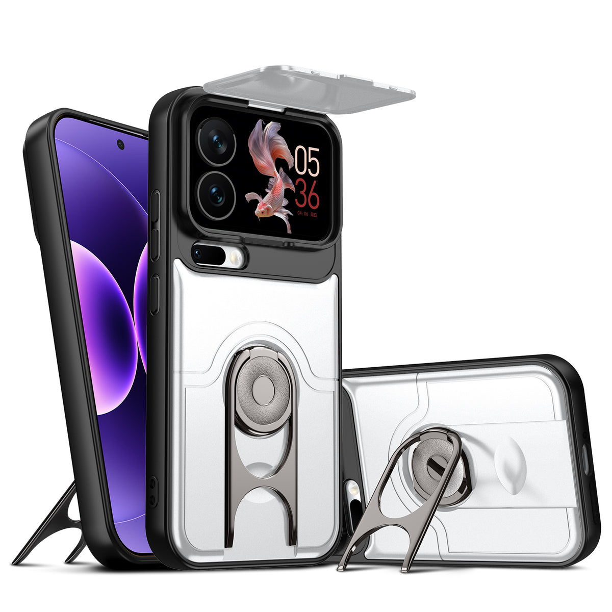 Xiaomi 17 Pro-skal med glidande kameraskydd, stativ, PC + TPU-skyddande mobilskal