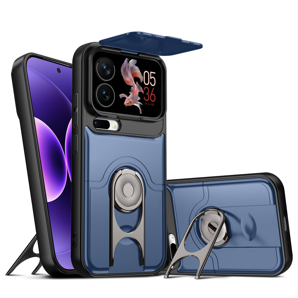 Xiaomi 17 Pro-skal med glidande kameraskydd, stativ, PC + TPU-skyddande mobilskal