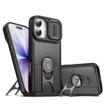 For iPhone 17 Case with Slide Camera Cover Kickstand PC + TPU Protective Phone Shell