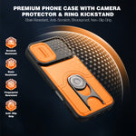 For iPhone 17 Case with Slide Camera Cover Kickstand PC + TPU Protective Phone Shell
