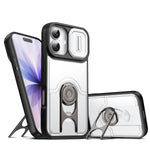 For iPhone 17 Case with Slide Camera Cover Kickstand PC + TPU Protective Phone Shell