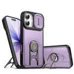 For iPhone 17 Case with Slide Camera Cover Kickstand PC + TPU Protective Phone Shell
