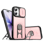 For iPhone 17 Case with Slide Camera Cover Kickstand PC + TPU Protective Phone Shell