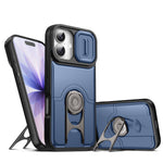For iPhone 17 Case with Slide Camera Cover Kickstand PC + TPU Protective Phone Shell
