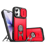 For iPhone 17 Case with Slide Camera Cover Kickstand PC + TPU Protective Phone Shell
