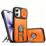 For iPhone 17 Case with Slide Camera Cover Kickstand PC + TPU Protective Phone Shell