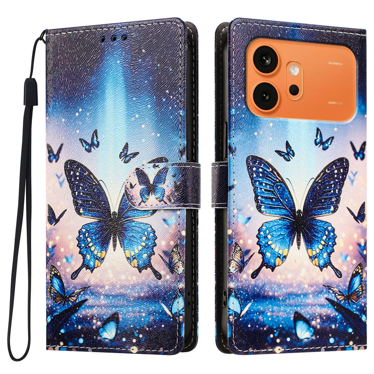For Honor 600 Pro 5G / 600 5G Case Pattern Printed PU Leather Flip Wallet Phone Cover with Wrist Strap