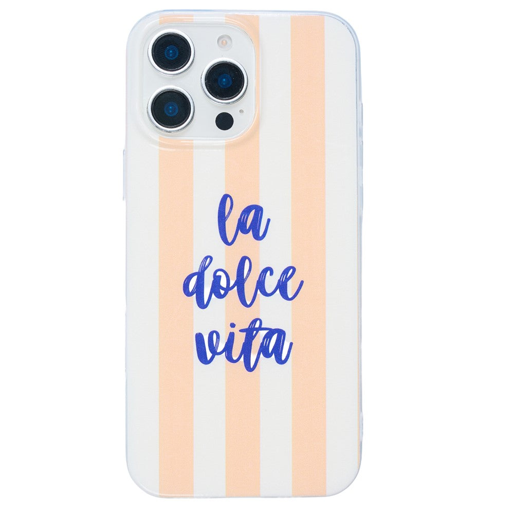 For iPhone 16 Case Heat Transfer Striped Pattern Soft TPU Anti-Scratch Phone Cover
