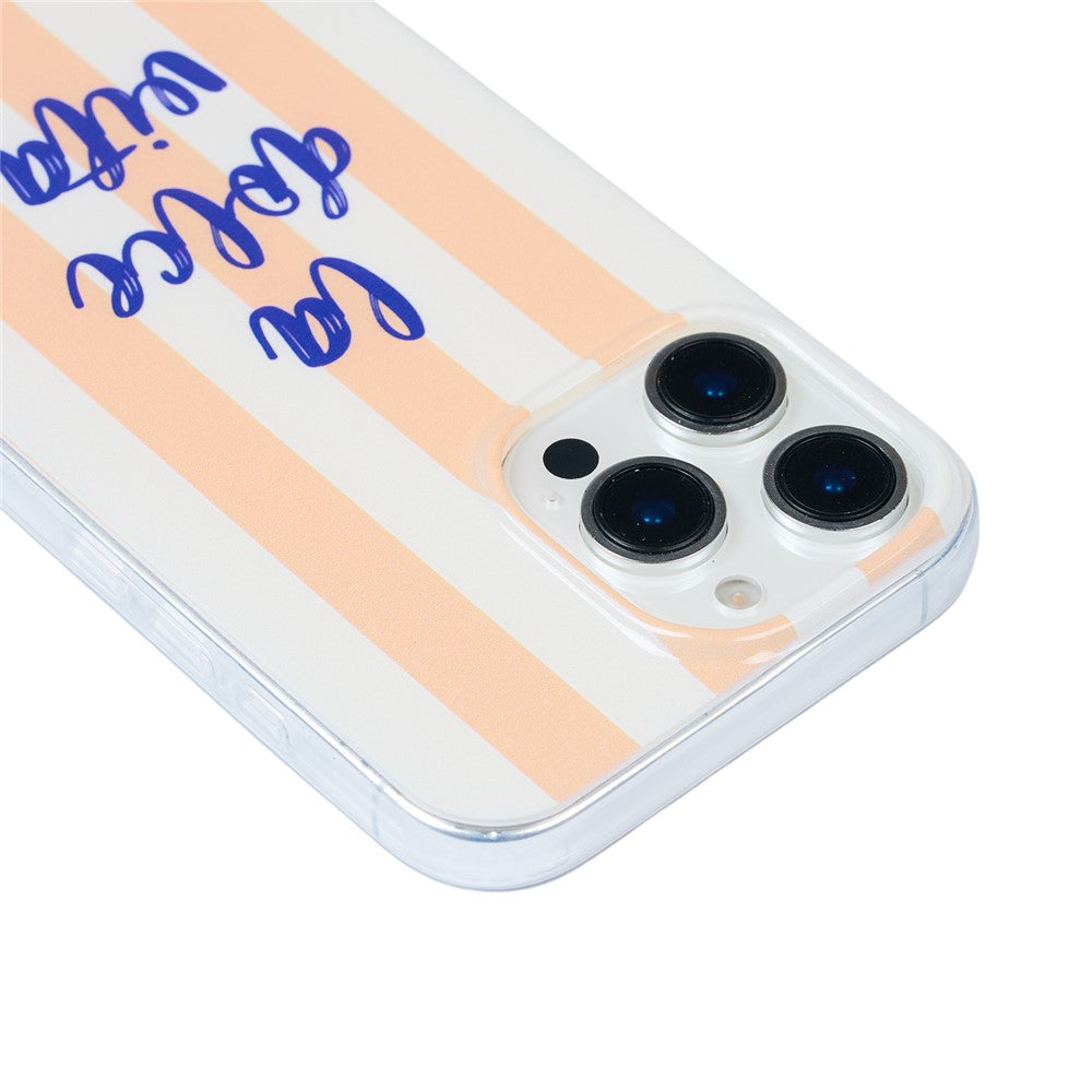 For iPhone 16 Case Heat Transfer Striped Pattern Soft TPU Anti-Scratch Phone Cover