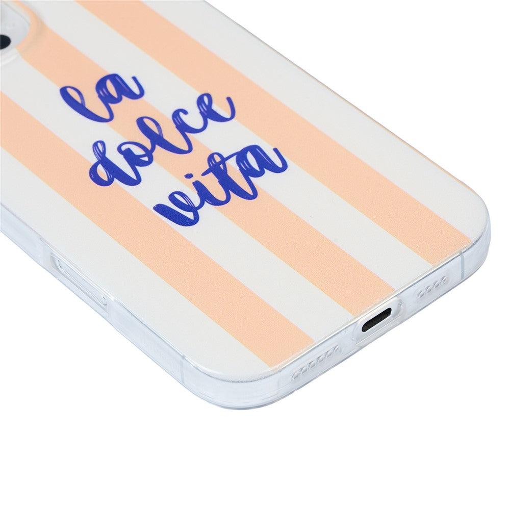 For iPhone 16 Case Heat Transfer Striped Pattern Soft TPU Anti-Scratch Phone Cover