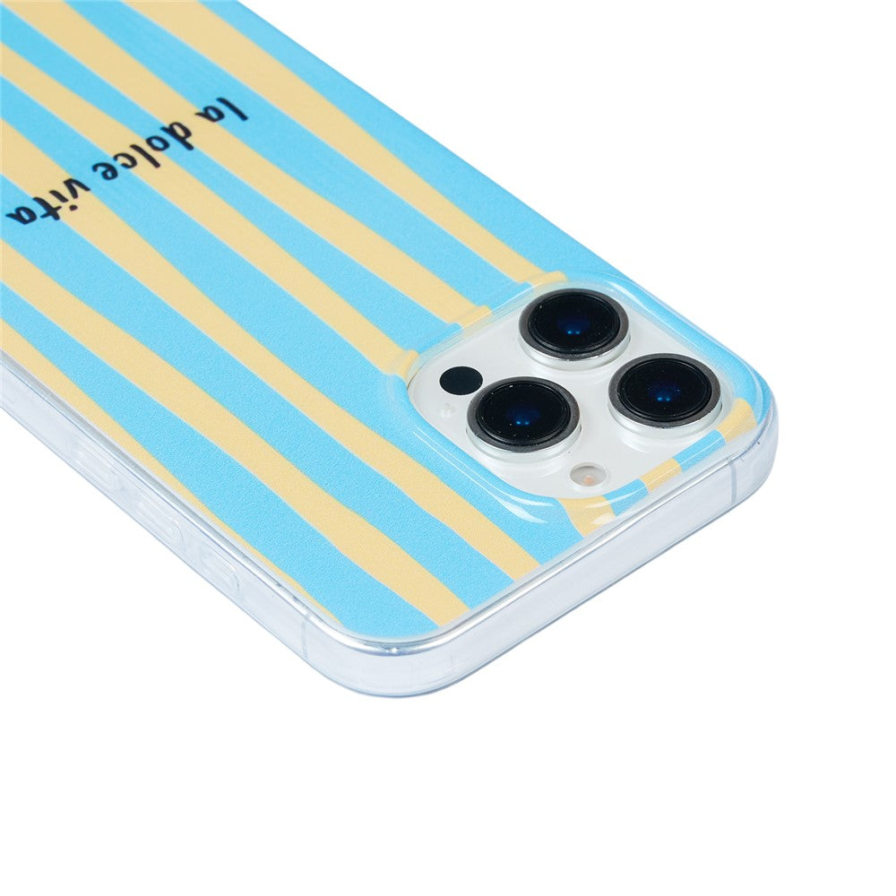 For iPhone 16 Pro Max Case Heat Transfer Striped Pattern Soft TPU Anti-Scratch Phone Cover
