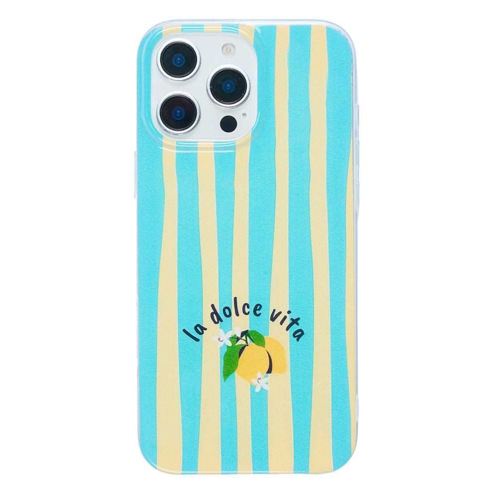 For iPhone 15 Case Heat Transfer Striped Pattern Soft TPU Anti-Scratch Phone Cover