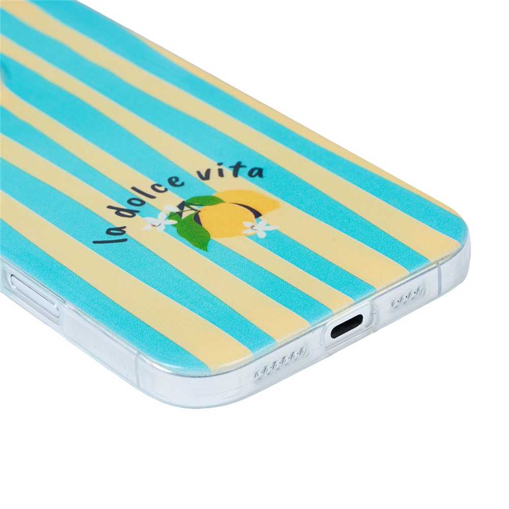 For iPhone 15 Case Heat Transfer Striped Pattern Soft TPU Anti-Scratch Phone Cover