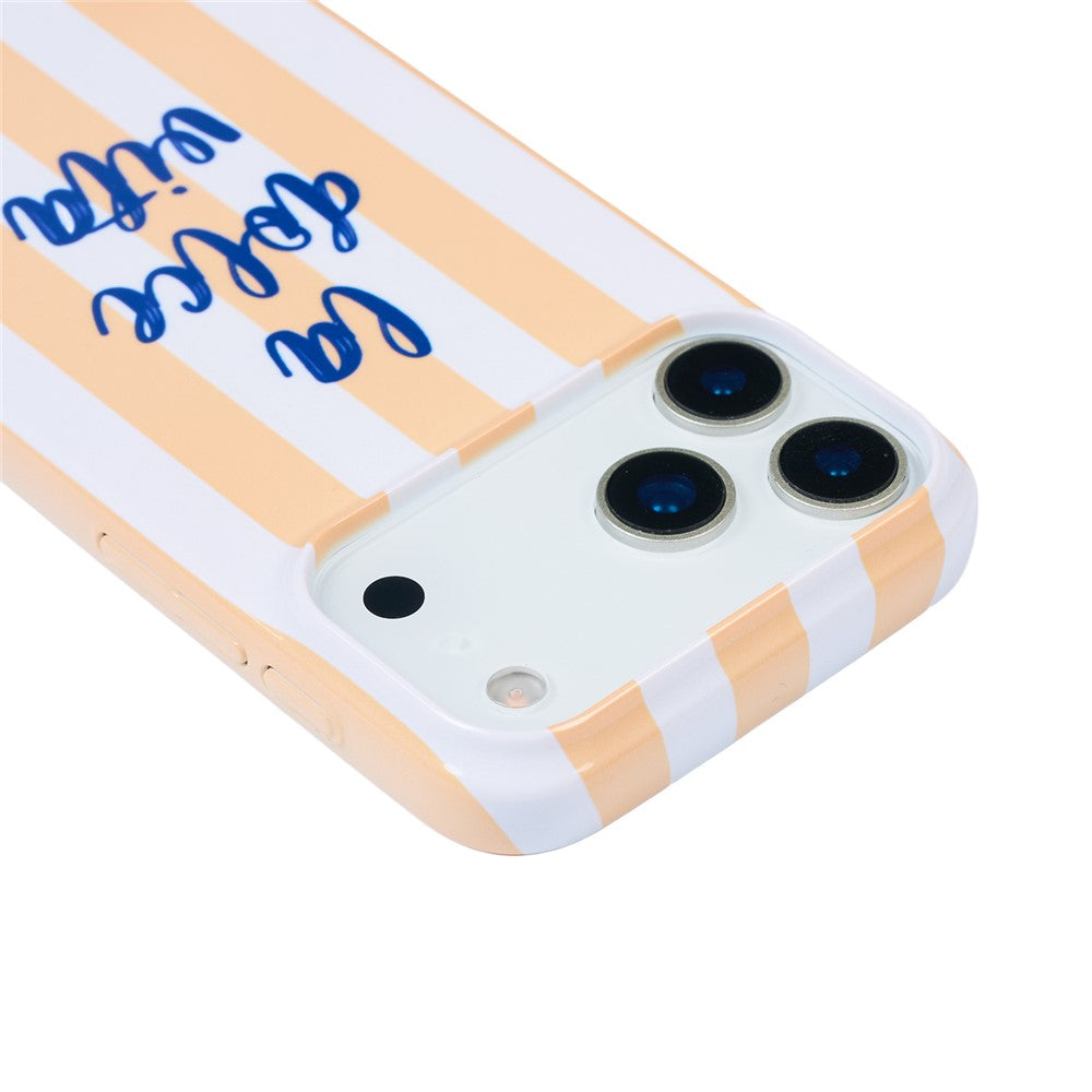 For iPhone 15 Pro Max Case IMD Striped Pattern Hard PC Protective Phone Cover