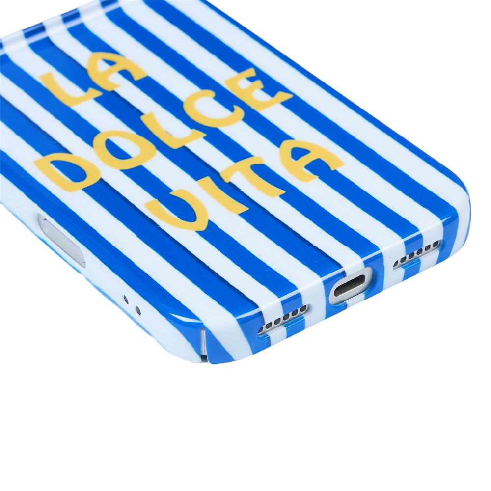 For iPhone 13 Pro Max Case IMD Striped Pattern Hard PC Protective Phone Cover