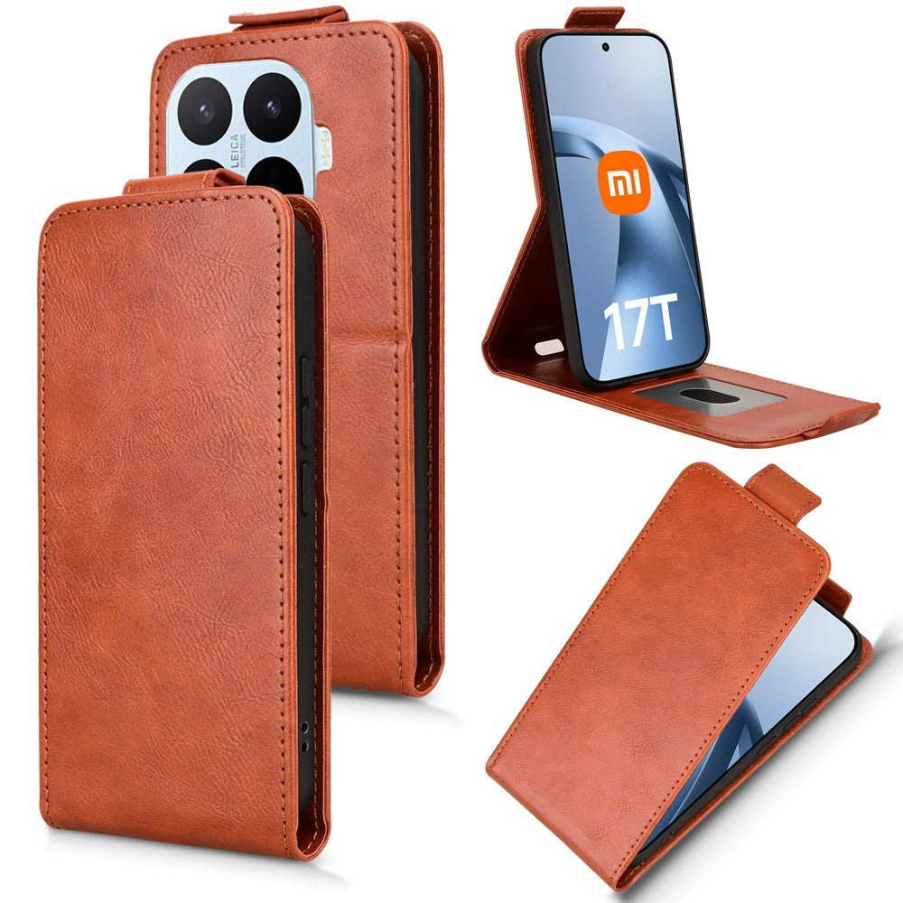 For Xiaomi 17T Stand Case Magnetic Clasp Vertical Flip Leather Phone Cover with Card Holder