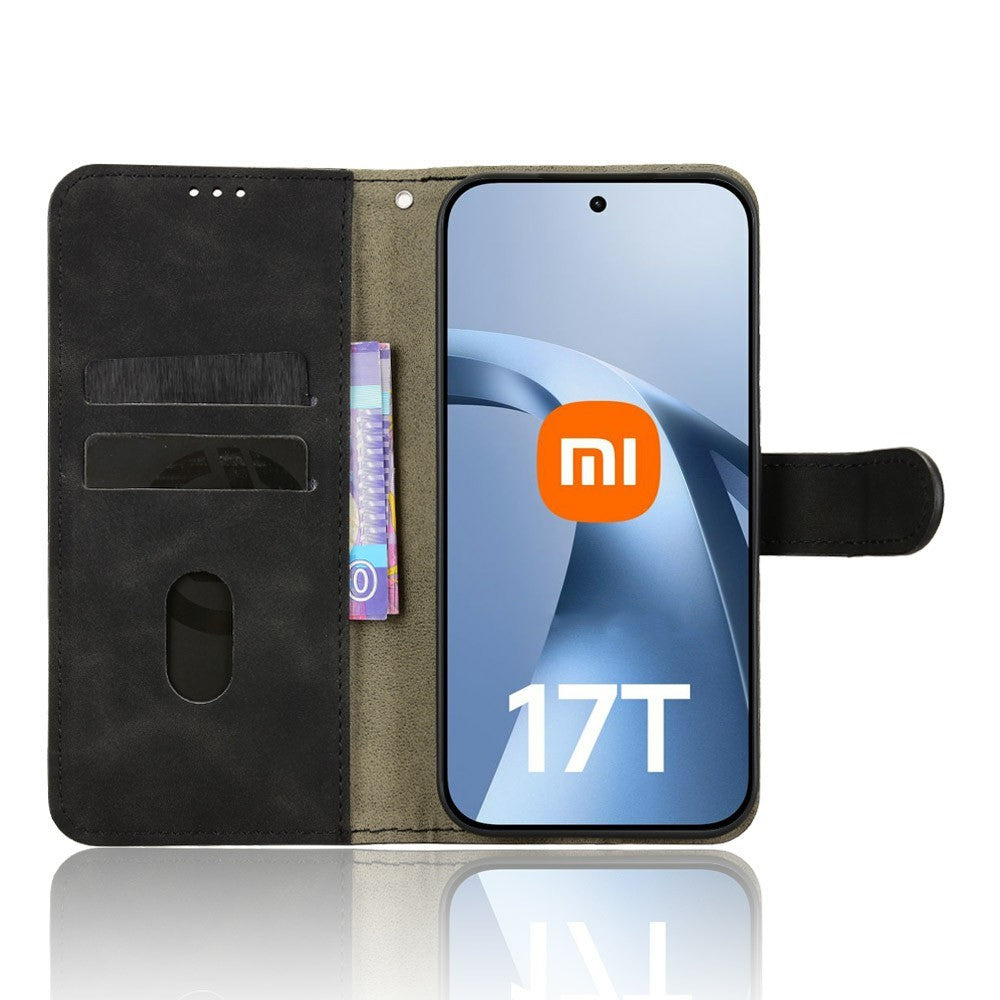 For Xiaomi 17T Leather Case Skin Feel Anti Drop Wallet Stand Flip Phone Cover