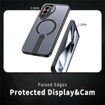 For Samsung Galaxy A27 5G Magnetic Case Kickstand Grid Texture TPU PC Phone Back Cover
