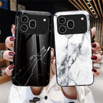 For Honor 600 Pro 5G Phone Case Marble Pattern Tempered Glass + PC + TPU Protective Phone Cover