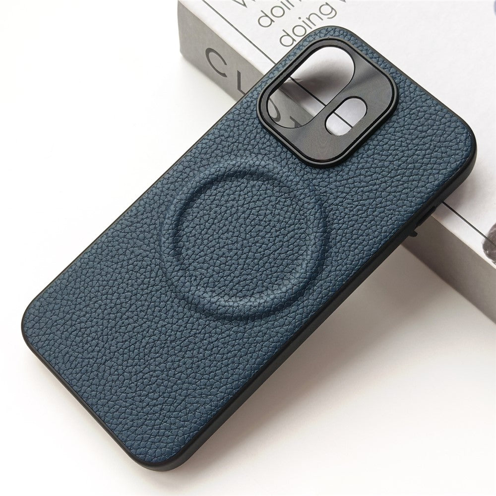 OnePlus 15T 5G Magnetiskt Skal Litchi Texture PU Läderbelagd PC + TPU Skyddande mobilskal