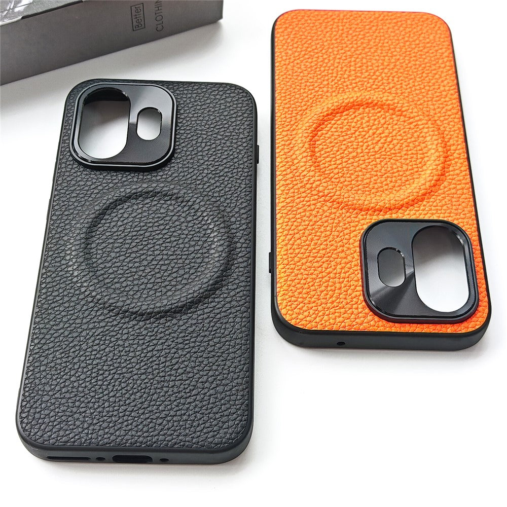 OnePlus 15T 5G Magnetiskt Skal Litchi Texture PU Läderbelagd PC + TPU Skyddande mobilskal