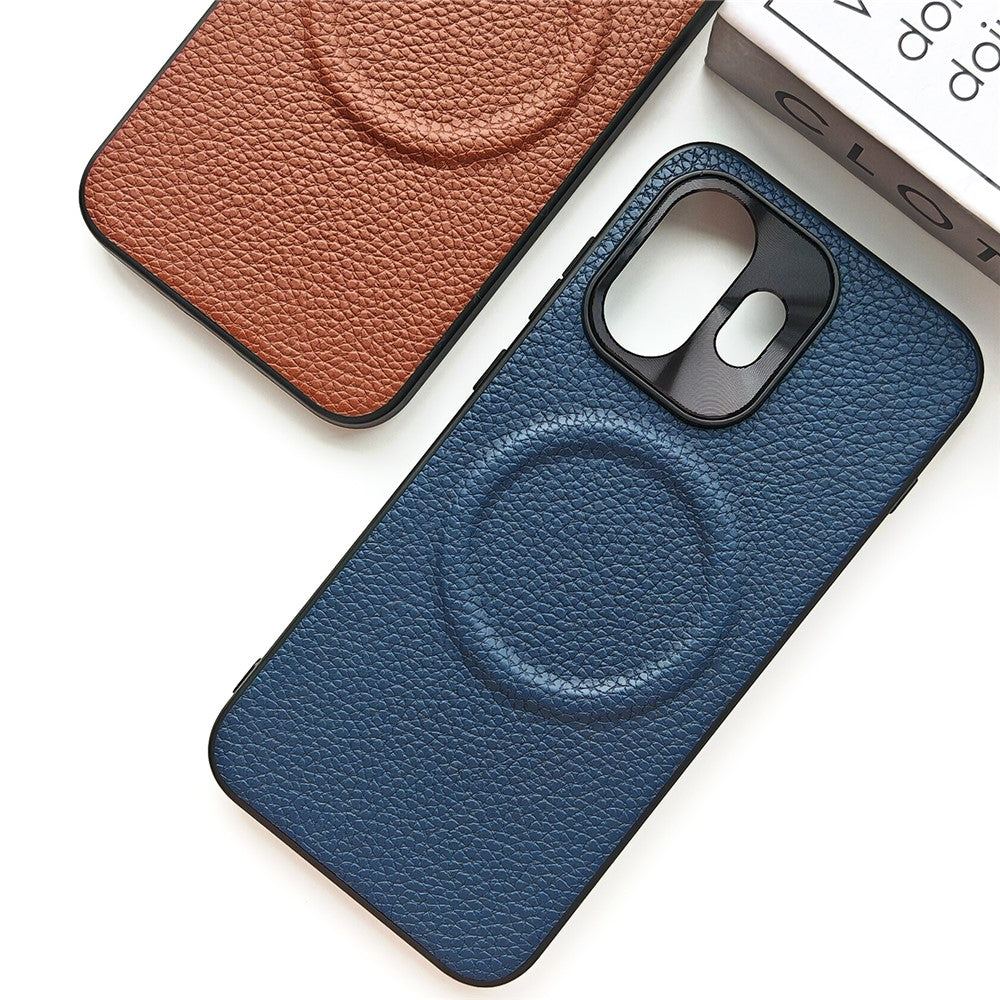 OnePlus 15T 5G Magnetiskt Skal Litchi Texture PU Läderbelagd PC + TPU Skyddande mobilskal